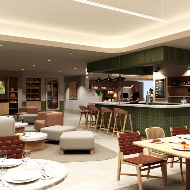 Renovación Hotel Santa Fe: lobby y recepción remodelados bajo la supervisión técnica de Acerta en CDMX.